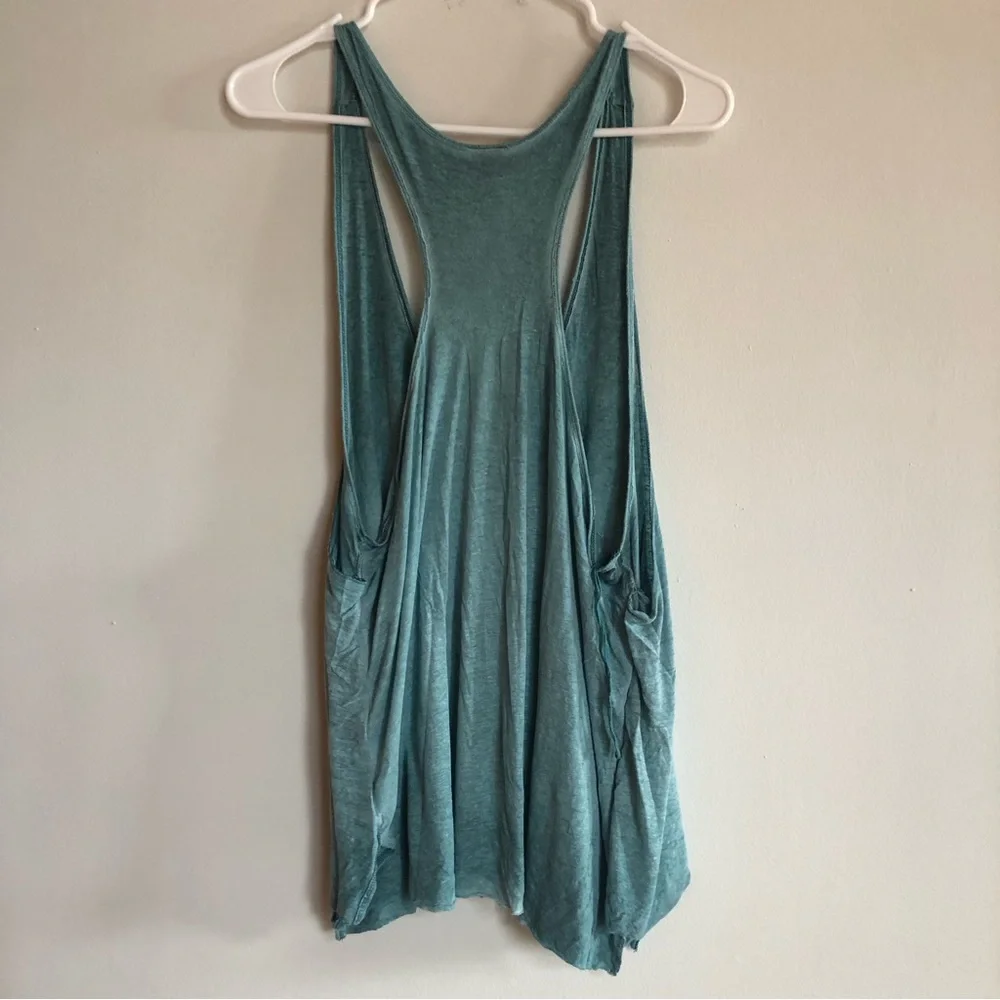 Free People We The Free Drapey Open Back Tank Top Large Blue - Picture 2 of 3